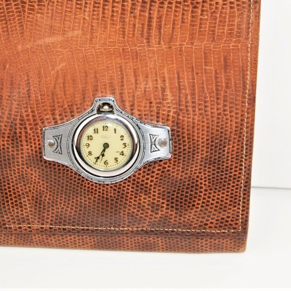 50s RARE Lizard Clutch with Working Ebon Watch - Picture 2 of 7